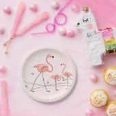 Flamingos Pink Trio 2 Papierplatte Pappteller (Party)