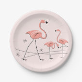 Flamingos Pink Trio 2 Papierplatte Pappteller (Vorderseite)