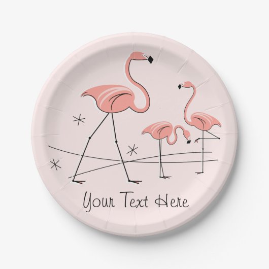 Flamingos Pink Trio 2 Papierplatte Pappteller (Vorderseite)