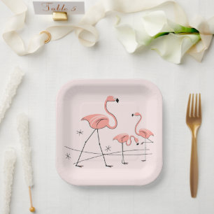 Flamingos Pink Trio 2 Platz Pappteller