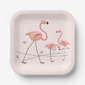 Flamingos Pink Trio 2 Platz Pappteller (Vorderseite)