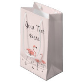 Flamingos Pink Trio 2 Text Geschenktasche klein Kleine Geschenktüte (Vorderseite Schrägansicht)