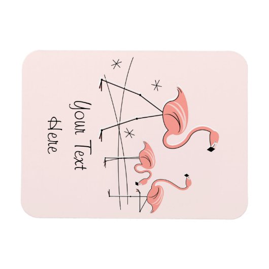 Flamingos Pink Trio 2 Text Magnet flexibel (Horizontal)
