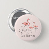 Flamingos Pink Trio 2 'Text'-Taste Button (Vorne & Hinten)