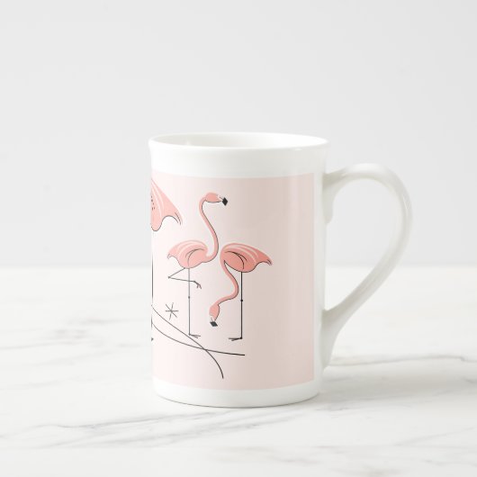 Flamingos Pink Trio 3 Name Knochen China Tasse (Rechts)