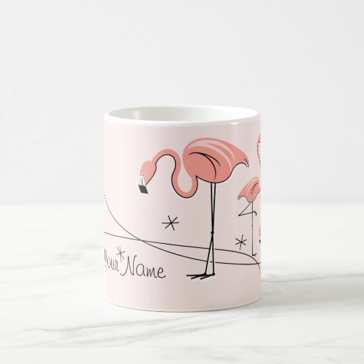 Flamingos Pink Trio 3 "Name" Tasse (Mittel)
