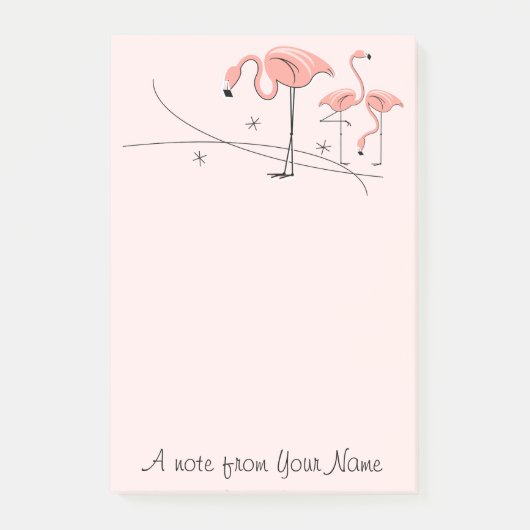 Flamingos Pink Trio 3 "Text" Post-it Klebezettel (Vorderseite)