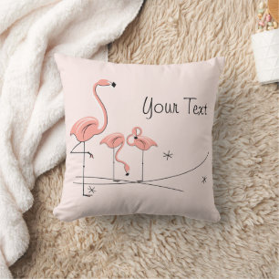 Flamingos Pink Trio 4 'Text', hinten gerippt Kissen