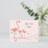 Flamingos Pink Trio 4 Text Postkarte (Stehend Vorderseite)