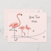 Flamingos Pink Trio 4 Text Postkarte (Vorne/Hinten)