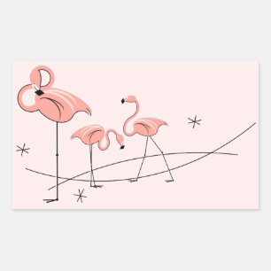 Flamingos Pink Trio Aufkleber Rechteck