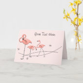 Flamingos Pink Trio Grüße Karte (Gelbe Blume)