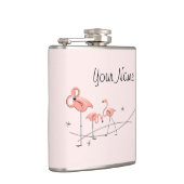Flamingos Pink Trio Name umhüllte Flasche Flachmann (Rechts)