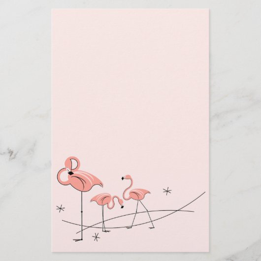 Flamingos Pink Trio-Schreibwaren Briefpapier (Vorderseite)