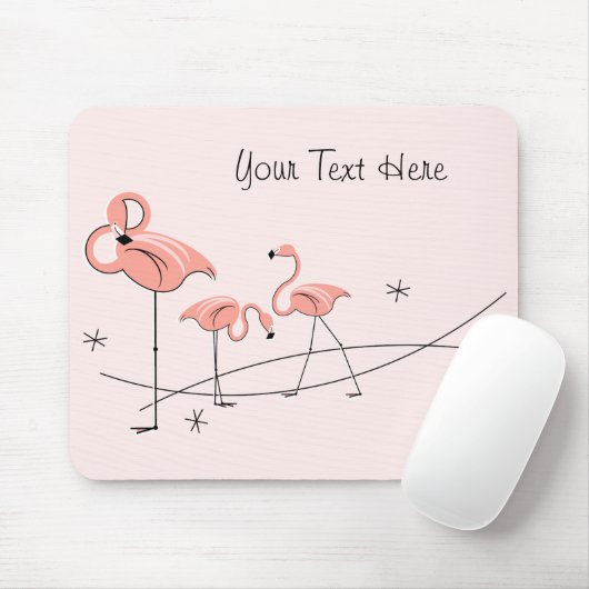 Flamingos Pink Trio "Text" Mousepad (Mit Mouse)
