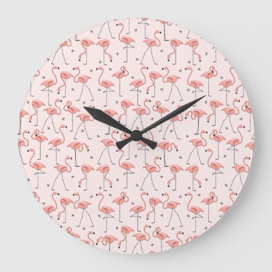 Flamingos Pink Uhr rund (Vorderseite)