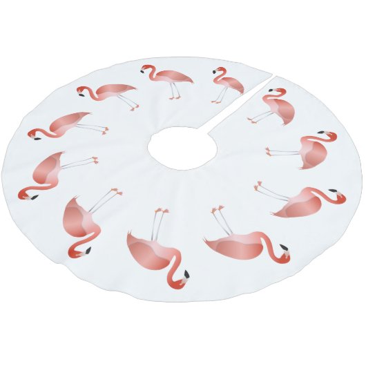 Flamingos Polyester Weihnachtsbaumdecke (Schrägansicht)