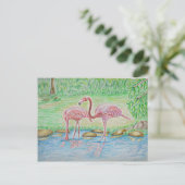 Flamingos Postkarte (Stehend Vorderseite)