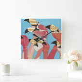 Flamingos Quadratische Wanduhr (Zuhause)