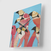 Flamingos Quadratische Wanduhr (Winkel)