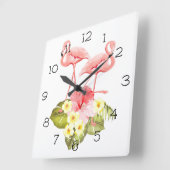 Flamingos Quadratische Wanduhr (Winkel)