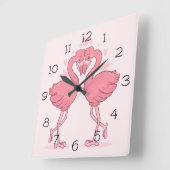 Flamingos Quadratische Wanduhr (Winkel)