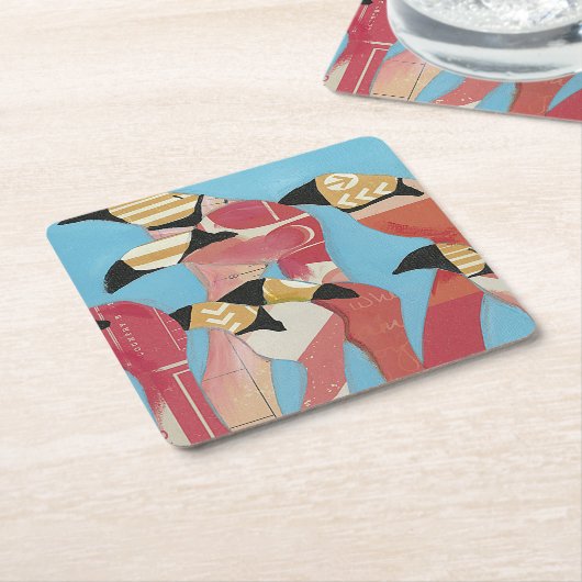 Flamingos Rechteckiger Pappuntersetzer (angewinkelt)