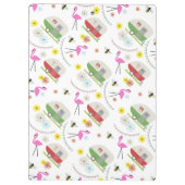 Flamingos + Retro Anhänger-Muster-Klemmbrett Klemmbrett (Rückseite)