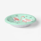 Flamingos Retro Green Happy Birthday Pappteller (Gewinkelt)