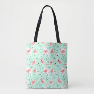 Flamingos Retro Green Multi Coral Karo zurück Tasche
