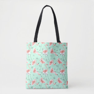 Flamingos Retro Green Multi ganz pink zurück Tasche