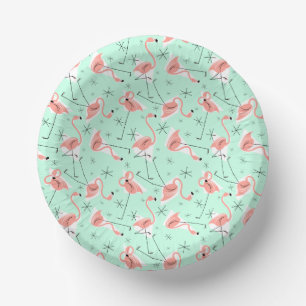 Flamingos Retro Green Multi Pappteller