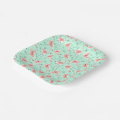 Flamingos Retro Green Multi quadro Pappteller (Gewinkelt)