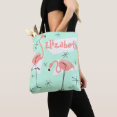 Flamingos Retro Green Name überall über Multi-Back Tasche (Von Nahem)