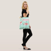 Flamingos Retro Green Name überall über Multi-Back Tasche (Am Model)