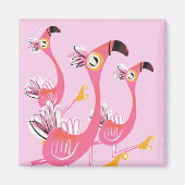 Flamingos Roller Skaten Magnet (Vorne)