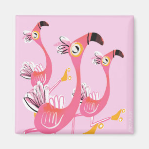 Flamingos Roller Skaten Magnet