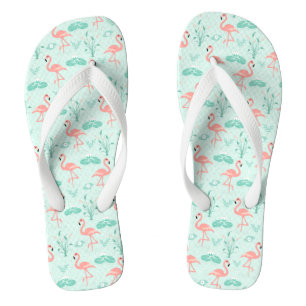 Flamingos Rosa Grün Tropische Vögel Trendy Badesandalen