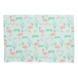 Flamingos Rosa Grüne Tropische Vögel Trendy Kissenbezug