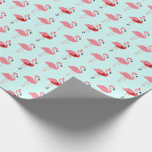 Flamingos Santa Flamingo Pattern Blue Christmas Geschenkpapier (Ecke)