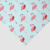 Flamingos Santa Flamingo Pattern Blue Christmas Seidenpapier (Detail)