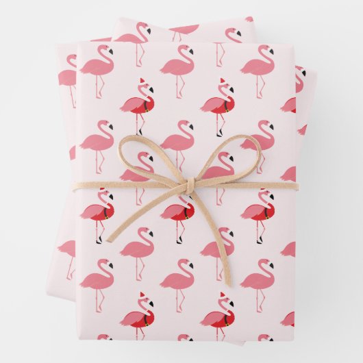 Flamingos Santa Pink Flamingo Muster Weihnachtskri Geschenkpapier Set (Beispiel)