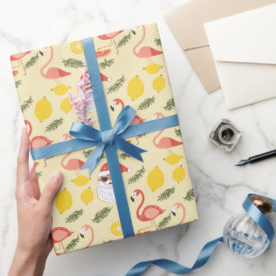 Flamingos & Santa Weihnachten im Juli Geschenkpapier