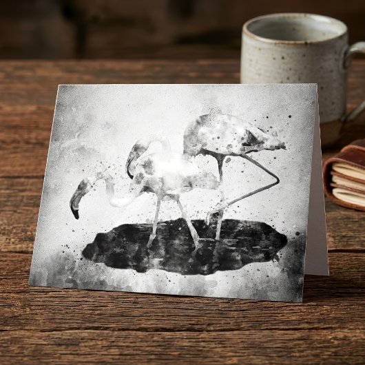 Flamingos Schwarz und Weiß Dankeskarte