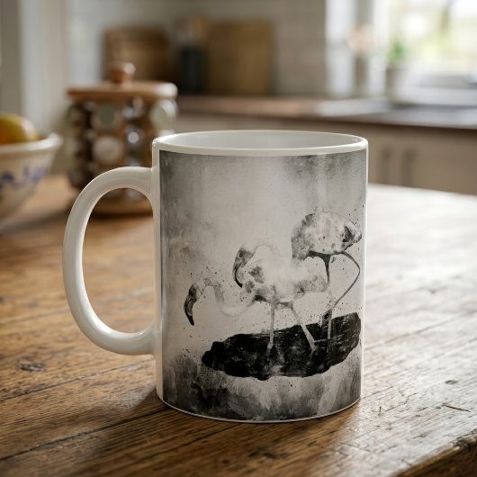 Flamingos Schwarz und Weiß Kaffeetasse