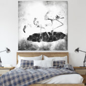 Flamingos Schwarz und Weiß Leinwanddruck (Insitu (Schlafzimmer))