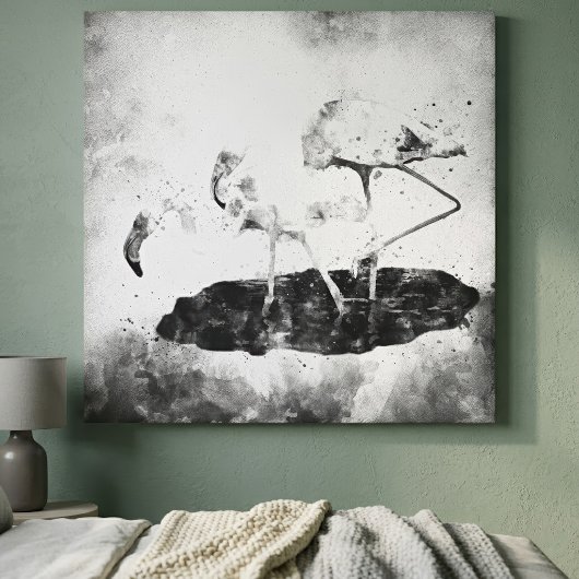 Flamingos Schwarz und Weiß Leinwanddruck