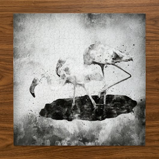 Flamingos Schwarz und Weiß Puzzle