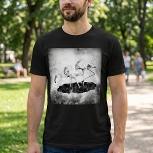 Flamingos Schwarz und Weiß T-Shirt