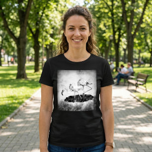 Flamingos Schwarz und Weiß T-Shirt